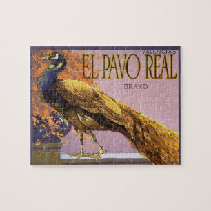 Quebra-cabeça Arte de rótulo de caixa de frutas vintage El Pavo 
