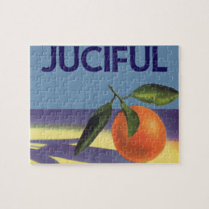 Quebra-cabeça Arte de rótulo de caixa de frutas vintage, laranja