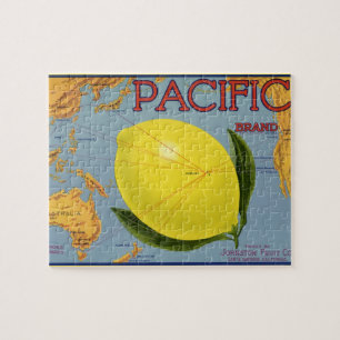 Quebra-cabeça Arte de rótulo de caixa de frutas vintage Pacific