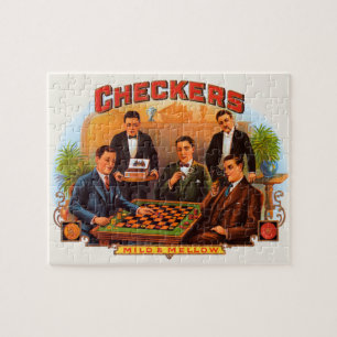 Quebra-cabeça Arte de rótulo de charuto vintage, Checkers Mild a
