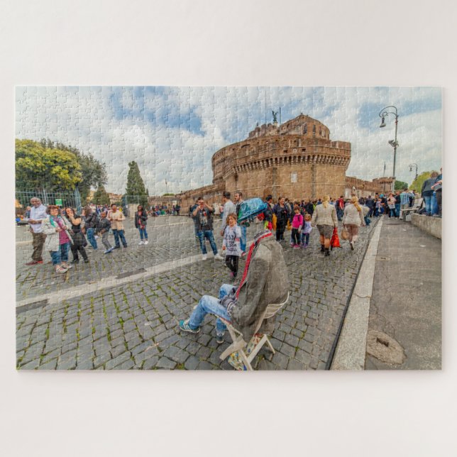 Quebra-cabeça Arte de rua e Castel Sant'Angelo, Roma, Itália (Horizontal)