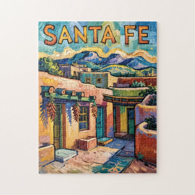 Quebra-cabeça Arte de Viagem de Santa Fé em Estilo Van Gogh com  (Vertical)