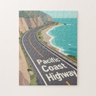 Quebra-cabeça Arte de Viagem Gráfico da Pacific Coast Highway