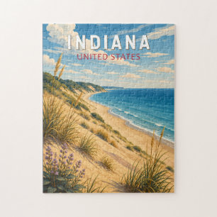 Quebra-cabeça Arte de Viagem Ilustrativo Vintage de Indiana