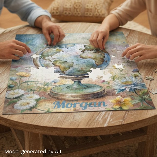 Quebra-cabeça Arte de Viagem Mundial Vintage Personalizado (Criador carregado)