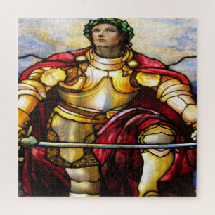 Quebra-cabeça Arte de vidro manchada do santo Michael,Heroes bíb
