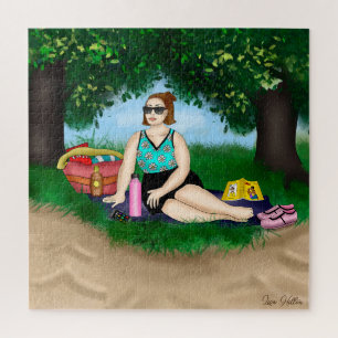 Quebra-cabeça Arte desenhada Relaxamento de mulheres em Praia