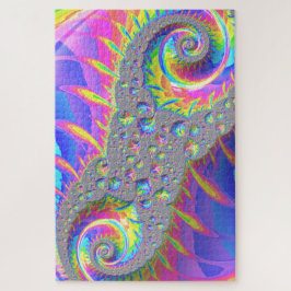 Quebra-cabeça Arte Digital Abstrato Fractal Espiral Arco-íris Ne