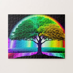Quebra-cabeça Arte Digital Árvore Encantada do abstrato Rainbow
