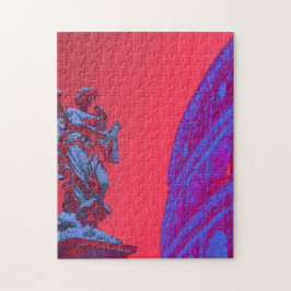 Quebra-cabeça Arte digital azul, vermelha, de Colosseum e estátu