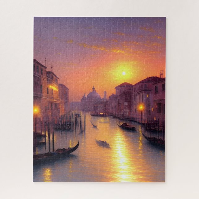 Quebra-cabeça Arte digital de pôr do sol em um canal de Veneza   (Vertical)