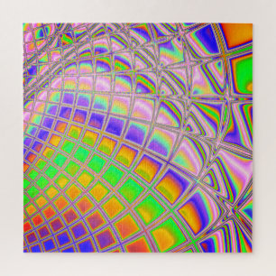Quebra-cabeça Arte Digital Fractal Abstrato Trippy Groovy Vibran