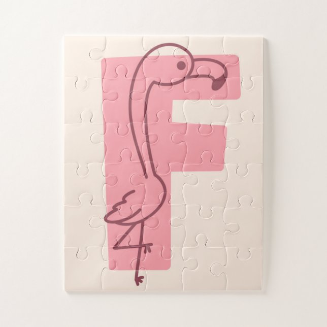 Quebra-cabeça Arte do Alfabeto Flamingo Letra "F" (Vertical)