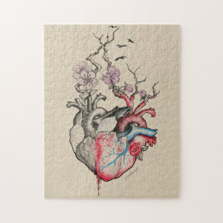 Quebra-cabeça Arte do amor Corações anatômicos surreais Flores V