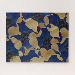 Quebra-cabeça Arte do bege e do padrão floral/floral de cor azul