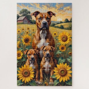 Quebra-cabeça Arte do Campo de Girassóis do Staffordshire Terrie
