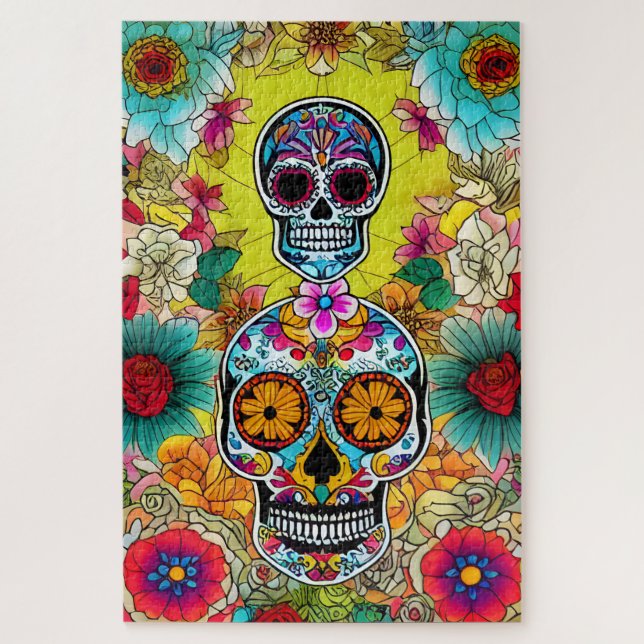 Quebra-cabeça Arte do Crânio do Açúcar - Arte da Lembrança (Vertical)