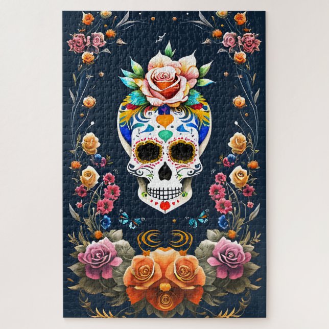Quebra-cabeça Arte do Crânio do Açúcar - Celebrar a Vida (Vertical)