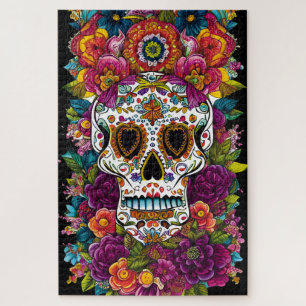 Quebra-cabeça Arte do Crânio do Açúcar - Dia dos Mortos no Méxic