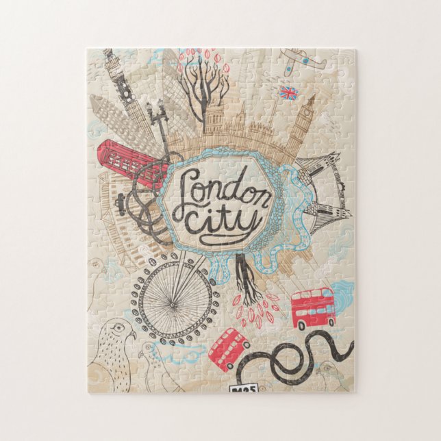 Quebra-cabeça Arte do Doodle da cidade de Londres (Vertical)