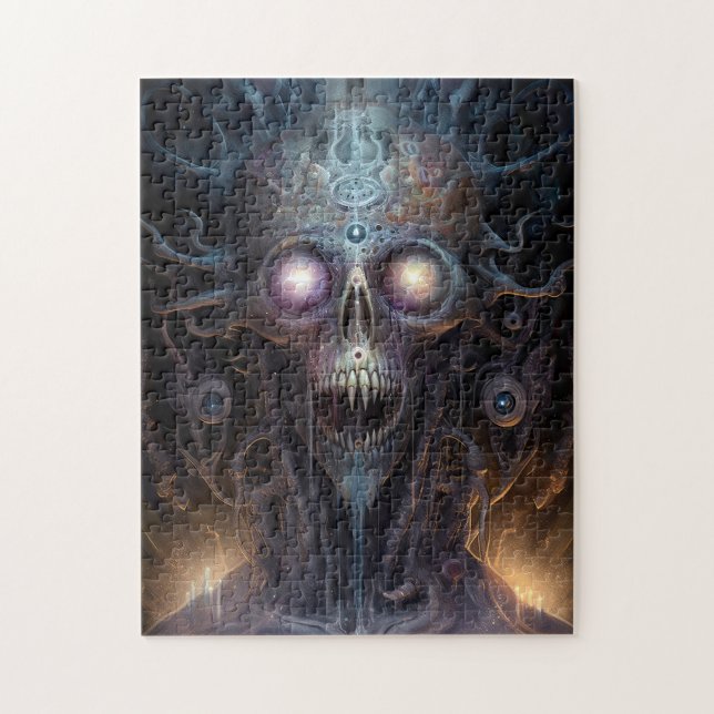 Quebra-cabeça Arte do Horror Gótico do Crânio Surreal (Vertical)