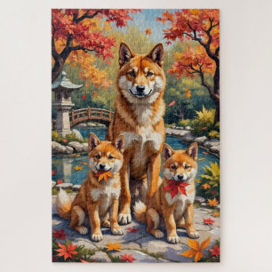 Quebra-cabeça Arte do Jardim de Bordos Shiba Inu