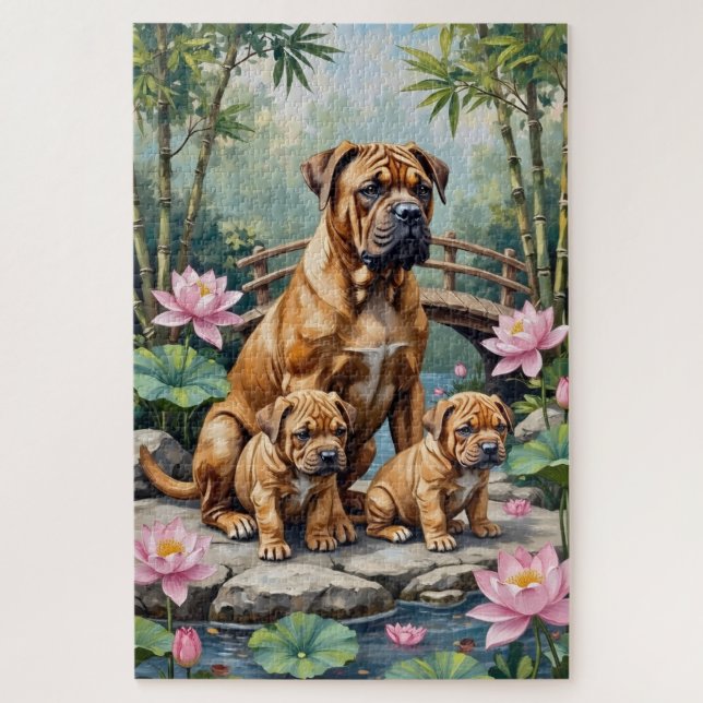 Quebra-cabeça Arte do Jardim de Lótus Shar-Pei (Vertical)