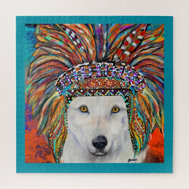 Quebra-cabeça Arte do Lobo Branco (Vertical)