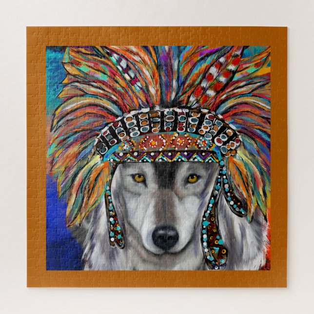 Quebra-cabeça Arte do Lobo Cinzento (Vertical)