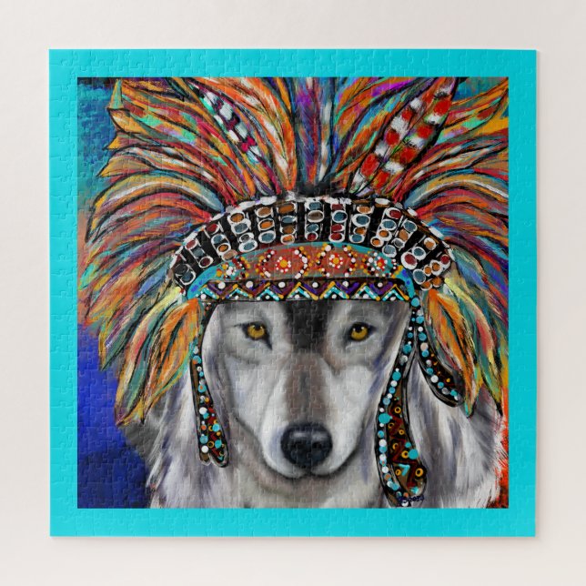 Quebra-cabeça Arte do Lobo Cinzento (Vertical)