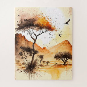 Quebra-cabeça Arte do Muro de Safari Sunset Africano