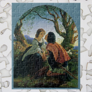 Quebra-cabeça Arte do vintage, amantes no crepúsculo, senhor
