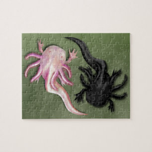Quebra-cabeça Arte dos Axolotls em preto e branco
