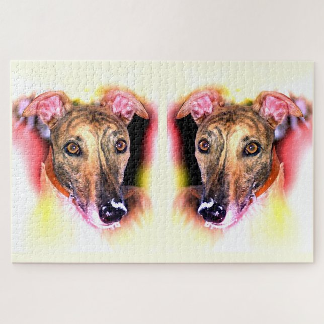 Quebra-cabeça Arte dos cães do Greyhound (Horizontal)