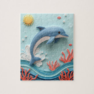 Quebra-cabeça Arte em Papel de Golfinho Jubiloso Salta