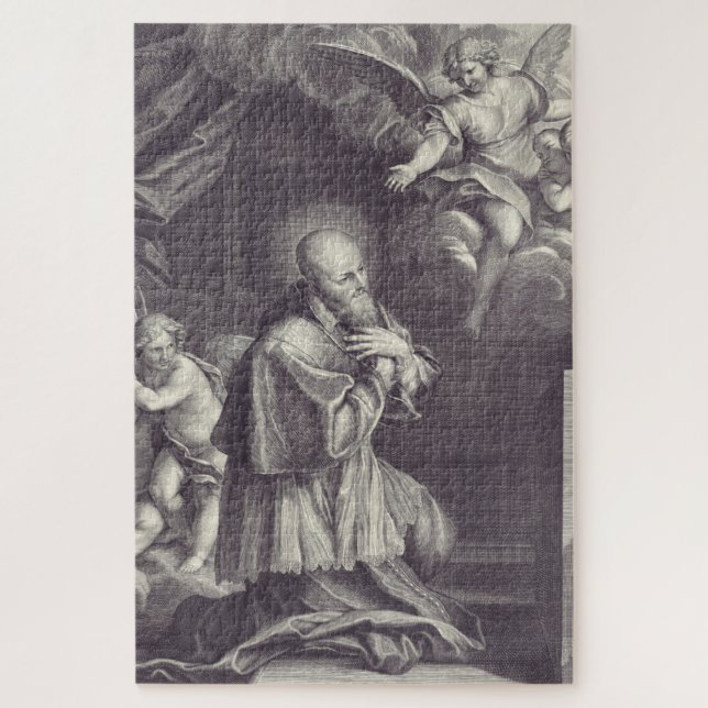 Quebra-cabeça Arte em Preto e Branco de São Francisco de Sales (Vertical)