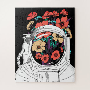 Quebra-cabeça Arte espacial floral de astronauta