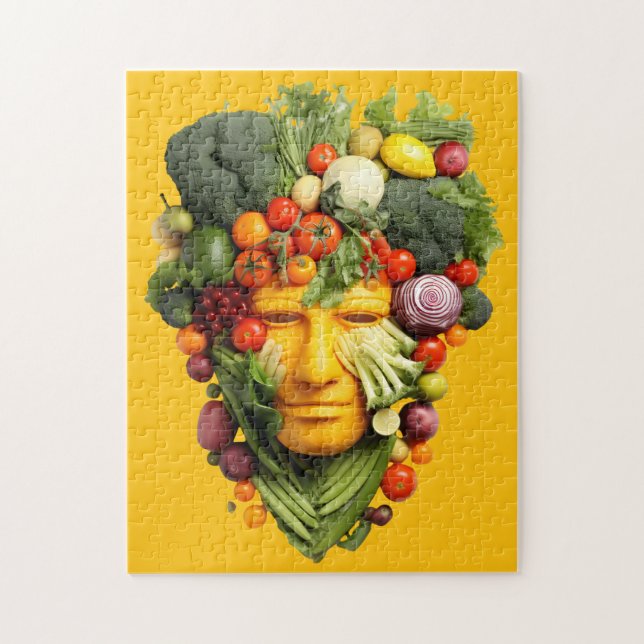 Quebra-cabeça Arte Facial com Legumes | Retrato Criativo de Comi (Vertical)
