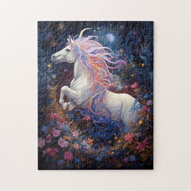 Quebra-cabeça Arte Fantástica de Cavalo Branco Magia (Vertical)