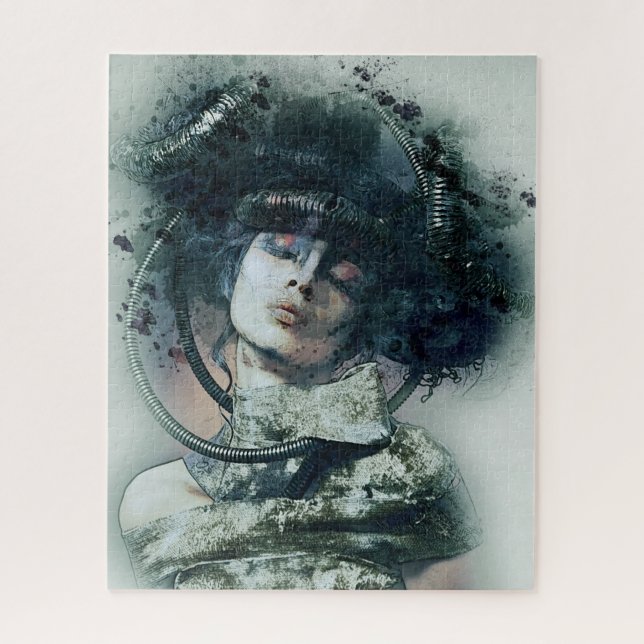 Quebra-cabeça Arte Fantástica Futurística, Mulher Apocalipse Gót (Vertical)