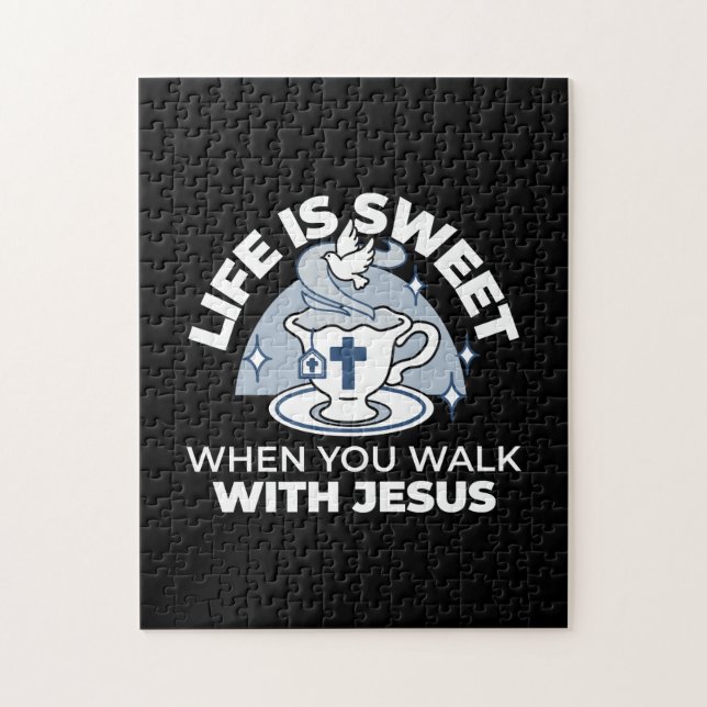 Quebra-cabeça Arte Fiável - Teacup com Cruz e Dove (Vertical)