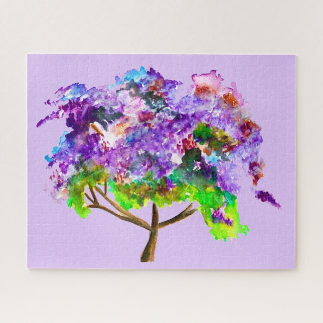 Quebra-cabeça Arte fina de aquarela púrpura jacaranda (Horizontal)