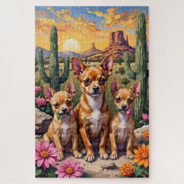 Quebra-cabeça Arte Flor de Deserto de Chihuahua (Vertical)