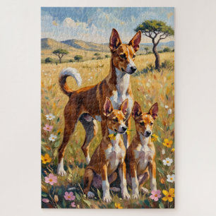 Quebra-cabeça Arte Flor de Savana Basenji