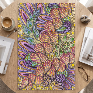 Quebra-cabeça Arte Floral Abstrata Intrincada Zen Doodle