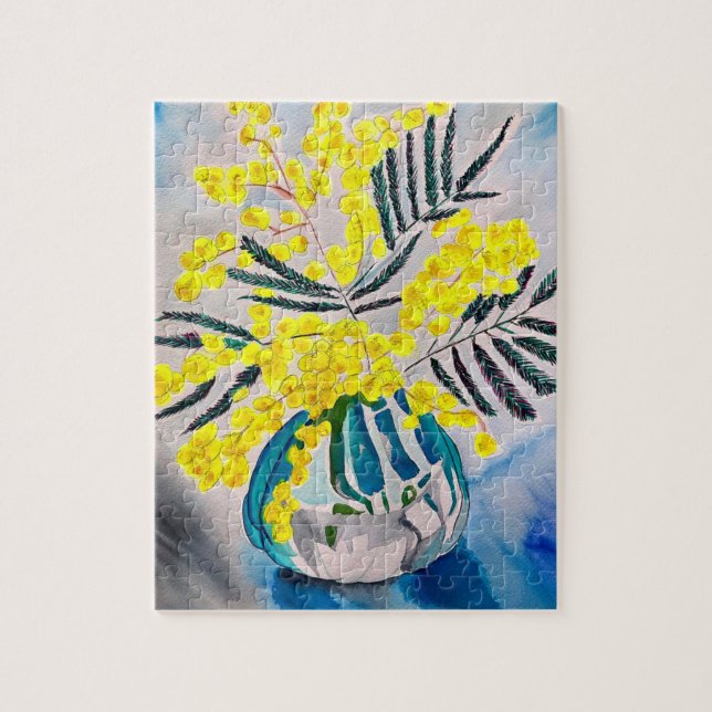 Quebra-cabeça Arte floral australiana original de Wattle (Vertical)