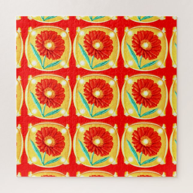 Quebra-cabeça Arte floral com flores laranja (Vertical)