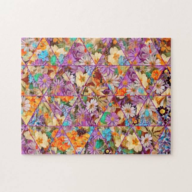 Quebra-cabeça Arte Floral de Colagem Desafiadora Puzzle (Horizontal)