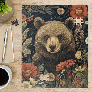 Quebra-cabeça Arte Floral Vintage de Urso de William Morris da F