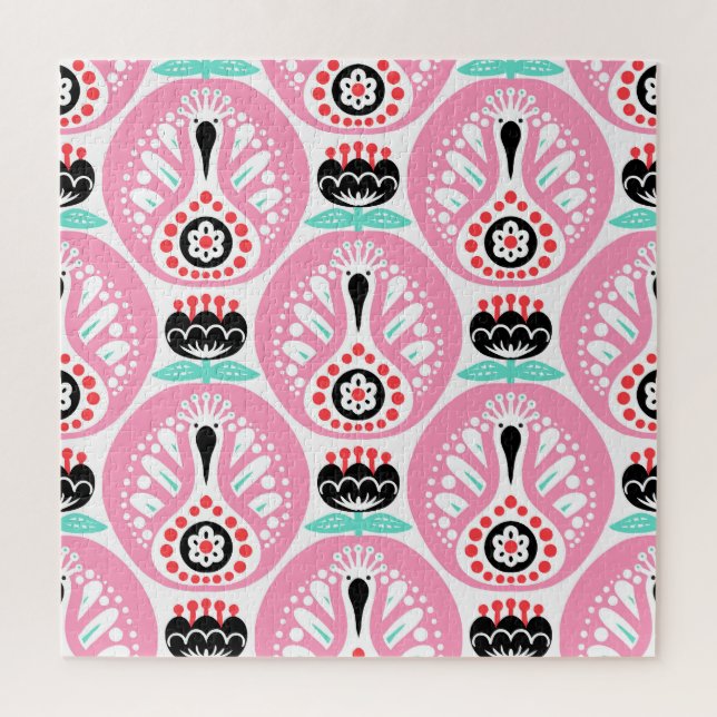 Quebra-cabeça Arte Folclórica Escandinávia: Sem Costura Nórdica. (Vertical)